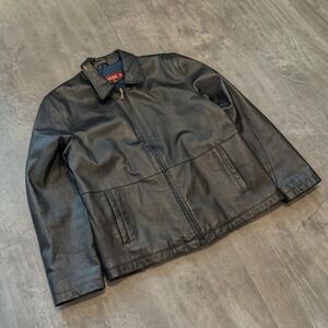 Vintage VTG Y2K 2000's 00's Phase 2 Black Genuine Leather Jacket Moto